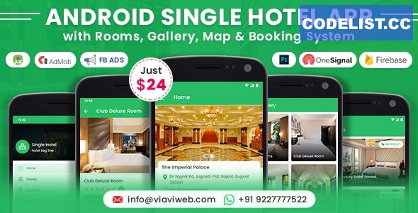 Android Single Hotel Application with Rooms, Gallery, Map & Booking System v1.5.0